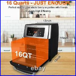 10 in 1 Air Fryer Toaster Oven Combo 16 Quart Countertop Convection Oven 1500W