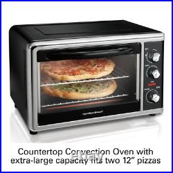 1500-watt 12-slice black countertop toaster oven with convection and rotisseri
