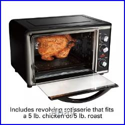 1500-watt 12-slice black countertop toaster oven with convection and rotisseri