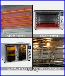 1800W Countertop Turbo Convection Toaster Oven French Doors, Digital Display 55L