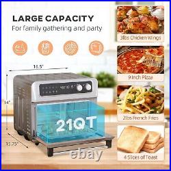 21 QT 9 Mode Countertop Air Fryer Convection Toaster Oven Dehydrator Thaw Broil