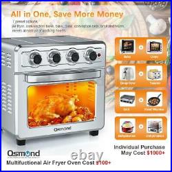 22QT Convection Toaster Oven Countertop Air Fryer with LED Light 1700W #Silver