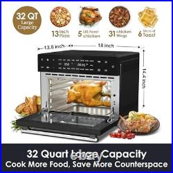 32 QT Digital Toaster Oven Air Fryer Combo, Convection Oven Countertop Black