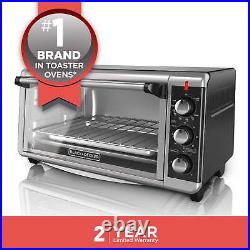 8-Slice Extra-Wide Stainless Steel Black Convection Countertop Toaster Oven