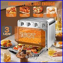 Air Fryer Toaster Oven Combo, 16QT Convection Ovens Countertop, 4 4 Knob 16QT