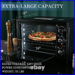 Black Deluxe Toaster Oven Bake Broil Countertop Oven Combo with Free Gift