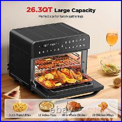 CalmDo 26.3QT/25L Air Fryer Toaster Oven, Convection Oven Countertop Bake Broil