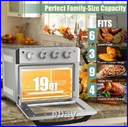 Countertop Convection Oven Air Fryer Toaster 7-in-1 19 Qt. 1550W Silver