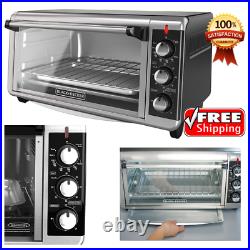 Extra Wide Convection Countertop Toaster Oven 8-Slice Bake Pan Stainless Steel