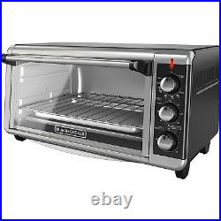 Extra Wide Convection Countertop Toaster Oven 8-Slice Bake Pan Stainless Steel