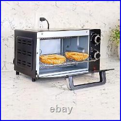 FHIYELI Toaster Oven 1000W Black Compact Countertop Oven with Natural Convection