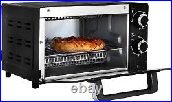 FHIYELI Toaster Oven 1000W Black Compact Countertop Oven with Natural Convection