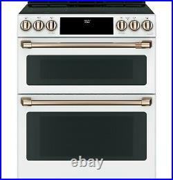 GE Café Matte White Kitchen Package with 30 Induction Double Oven Range
