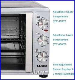LUBY Large Toaster Oven Countertop, French Door Designe 55L, 14'' pizza
