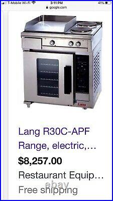 Lang, Electric, Convection 1/2 Size Oven/ Flat Top Grill/ 2 Burners