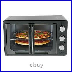New Oster Digital Metallic/charcoal French Door Convection Oven 2 Racks Pan Tray