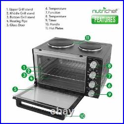 NutriChef Kitchen Convection Electric Countertop Rotisserie Toaster Oven Cooker