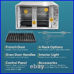 Pizza Convection Oven Double French Door Countertop Broil Toast Stainless Seel