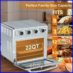 Silver Toaster Oven 22QT Countertop Convection Air Fryer Oven with LED Light 1700W