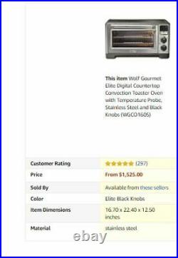Wolf Gourmet Elite Digital Countertop Convection Oven withTemp Probe (WGCO160S)